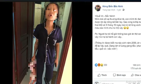 Xác minh hình ảnh người mẹ túm áo con nhỏ cầm lủng lẳng trên tay ở Bắc Ninh