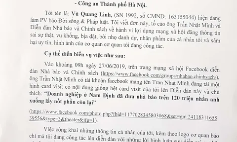 PV tố cáo Admin 'Diễn đàn nhà báo và chính sách' vu khống, bôi nhọ danh dự cá nhân