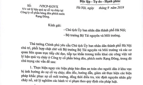 Thủ tướng chỉ đạo khẩn trương xử lý hậu quả vụ cháy Rạng Đông