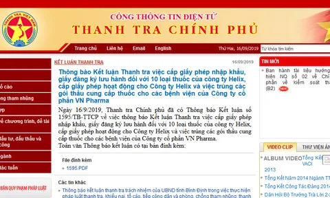Vụ VN Pharma: Chuyển kết luận thanh tra sang Ủy ban Kiểm tra Trung ương
