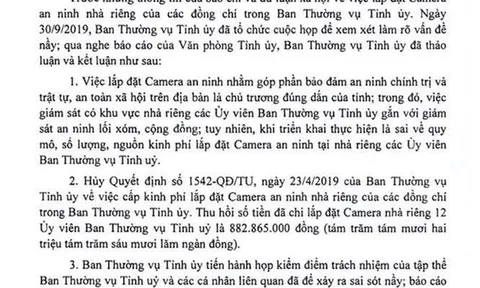 Sóc Trăng hủy quyết định chi gần 1 tỷ gắn camera tại nhà cán bộ Thường vụ