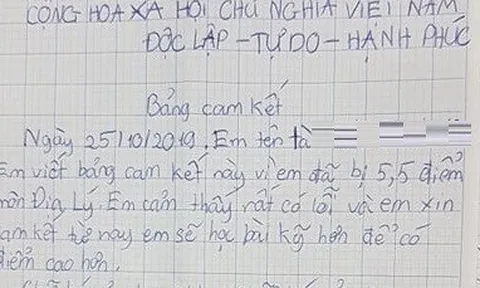 Sở GD&ĐT TP.HCM lên tiếng vụ học sinh lớp 6 phải viết cam kết vì điểm thấp