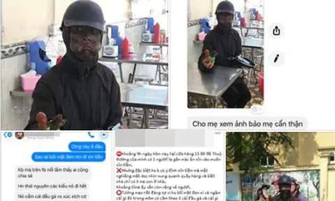 Xuất hiện người đàn ông bôi mặt đen, tay cầm đầu gà gây hoang mang dư luận