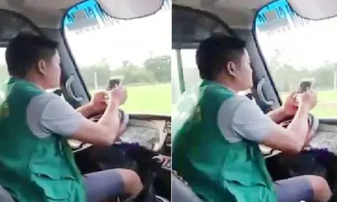 Xử phạt tài xế xe buýt vừa lái xe, vừa lướt điện thoại 700.000 đồng