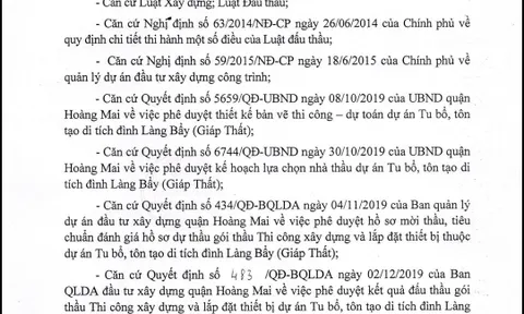 Hà Nội: Công ty Hoàng Long liên tiếp trúng thầu sát giá tại quận Hoàng Mai