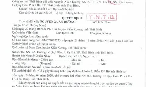 Truy nã Nguyễn Xuân Đường - chồng nữ đại gia bất động sản Thái Bình