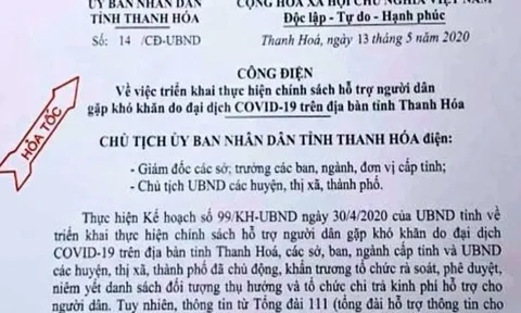 Thanh Hóa yêu cầu tuyệt đối không được vận động người dân từ chối nhận hỗ trợ khó khăn do Covid-19