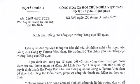 Vụ nghi vấn công ty Tenma hối lộ để né thuế: Tạm đình chỉ lãnh đạo Cục Hải quan Bắc Ninh