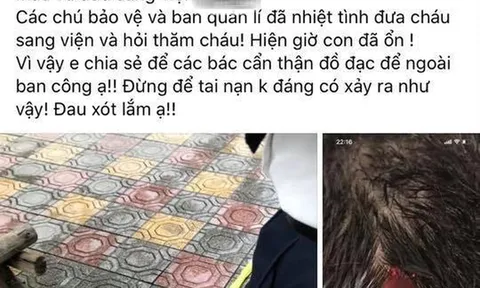 Hà Nội: Bé trai nhập viện vì bị chổi lau nhà từ tầng cao rơi trúng đầu