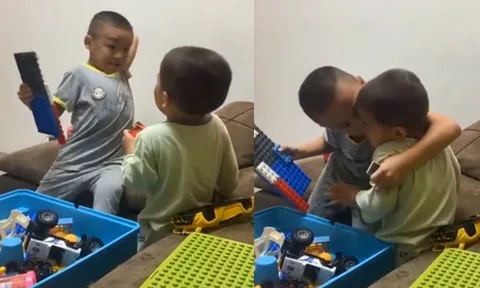 Hành động bất ngờ của người anh khi bị em trai đánh đau phát khóc