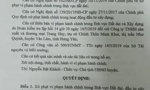 Công ty Trang Huy chây ỳ trong việc chấp hành quyết định xử phạt hành chính