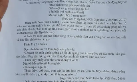 Đề thi - đáp án môn Ngữ văn tuyển sinh vào lớp 10 năm 2020 tại Hà Nội