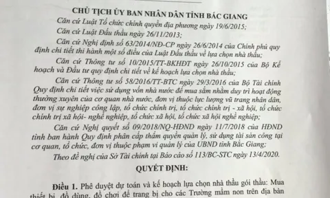 TP. Bắc Giang: Làm rõ thông tin về gói thầu Mua sắm tại Phòng GD & ĐT huyện Hiệp Hòa