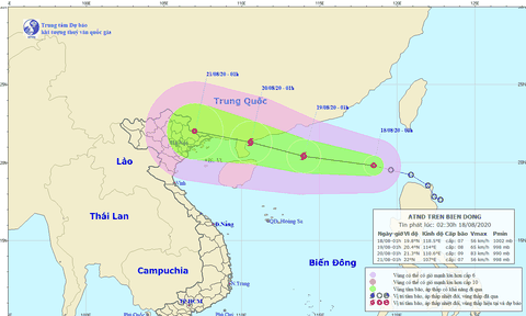 Áp thấp nhiệt đới mạnh lên thành bão, mỗi giờ đi được khoảng 20km