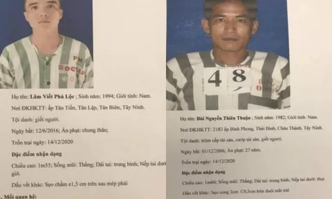 Truy nã 2 phạm nhân thụ án tội giết người trốn khỏi trại giam