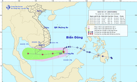 Bão số 14 cách Huyền Trân khoảng 270km, gió giật cấp 10