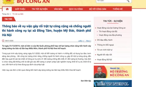 Bộ Công an chính thức thông tin về vụ việc gây rối trật tự công cộng và chống người thi hành công vụ tại Đồng Tâm