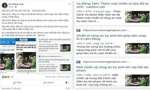 Đăng tin giả bôi nhọ cơ quan báo chí và xúc phạm vong linh các chiến sĩ công an hy sinh vì nhiệm vụ, cần xử lý nghiêm
