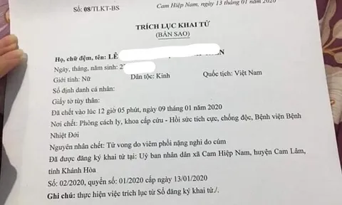Thực hư thông tin bé gái 10 tuổi ở Khánh Hòa tử vong do virus corona từ Vũ Hán
