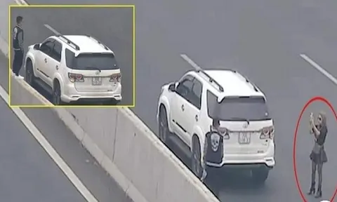 Phạt 7 triệu đồng nữ tài xế ngang nhiên đỗ xe chụp ảnh trên cao tốc