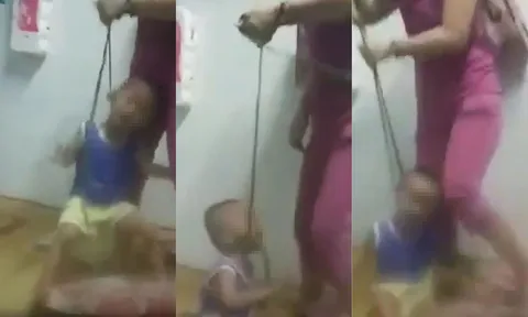 Tạm giữ hình sự người phụ nữ buộc dây vào cổ, bạo hành dã man con ruột