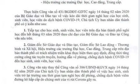 Điều tra kẻ giả mạo công văn cho HSSV nghỉ học hết tháng 3 ở Cần Thơ