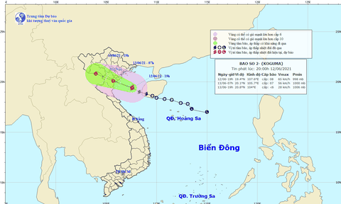 Bão số 2 cách đất liền từ Hải Phòng đến Nghệ An 210km, gió giật cấp 10
