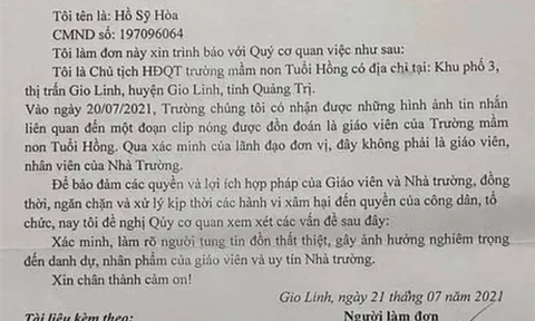 Làm rõ tin đồn giáo viên mầm non ở Quảng Trị xuất hiện trong clip nóng