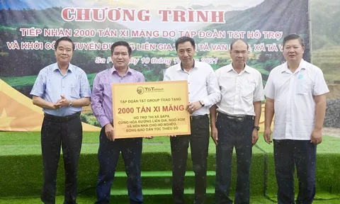 T&T Group hỗ trợ thị xã Sa Pa 2.000 tấn xi măng cứng hóa nền nhà và làm đường