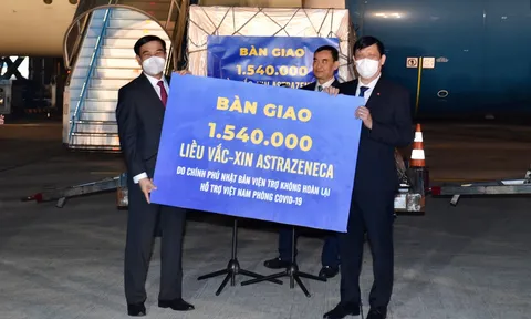Tiếp nhận 1.540.000 liều vacccine AstraZeneca do Chính phủ Nhật Bản viện trợ