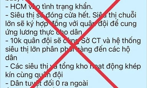 Thông tin 'TP.HCM vào tình trạng khẩn' là bịa đặt