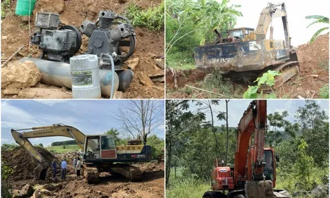Nghệ An: Bắt 4 nhóm khai thác trái phép hơn 1.000 tấn đá
