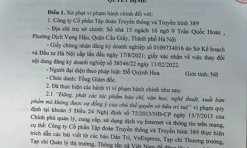 Phạt 40 triệu đồng một doanh nghiệp tự ý trích dẫn thông tin từ các báo