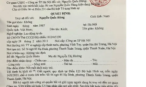 Hà Nội: Truy nã đối tượng giết người