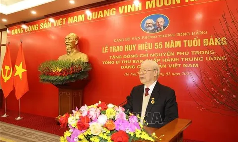 Phát biểu của Tổng Bí thư Nguyễn Phú Trọng tại Lễ nhận Huy hiệu 55 năm tuổi Đảng