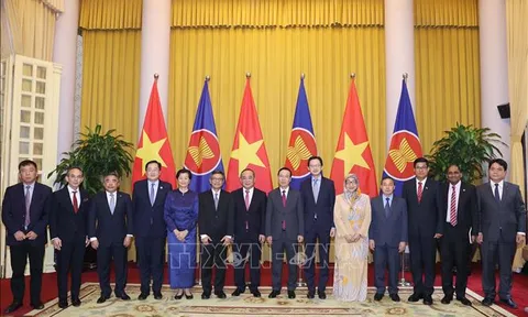 Chủ tịch nước Võ Văn Thưởng tiếp Đại sứ các nước ASEAN đến chào và chúc mừng