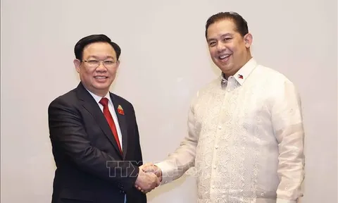 Chủ tịch Quốc hội Vương Đình Huệ gặp Chủ tịch Hạ viện Philippines