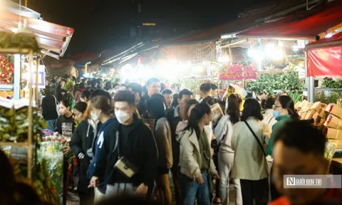Khung cảnh tấp nập tại chợ hoa Quảng An ngày cận Tết