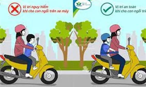 Chở trẻ em trên 6 tuổi ngồi trước xe máy sẽ bị phạt từ 8-10 triệu đồng