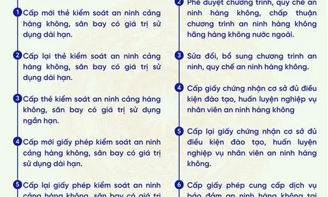Công bố danh mục thủ tục hành chính mới ban hành trong lĩnh vực bảo đảm an ninh hàng không