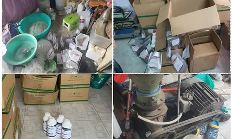 Phát hiện công ty sản xuất thuốc và thức ăn thủy sản nghi kém chất lượng