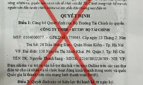 Cảnh báo giả danh Bộ Tài chính để lừa đảo