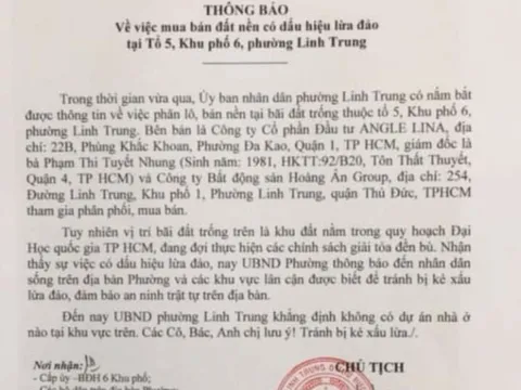 Cảnh báo dấu hiệu lừa đảo mua bán đất nền tại dự án Đại học Quốc gia TP.HCM