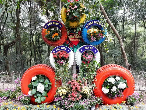 Lung linh đường hoa dài 1km chuẩn bị lễ hội hòn Trống–Mái ở phố biển Sầm Sơn