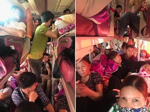 Phát hiện nhiều xe khách nhồi nhét khách quá tải tràn làn