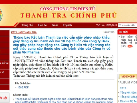 Vụ VN Pharma: Chuyển kết luận thanh tra sang Ủy ban Kiểm tra Trung ương