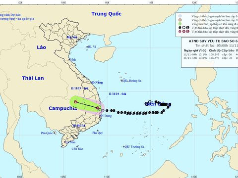 Bão số 6 suy yếu thành áp thấp nhiệt đới, mưa lớn ở nhiều nơi