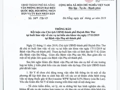 Vụ 2 sản phụ tử vong: Chủ tịch Đà Nẵng yêu cầu sở Y tế tổ chức kiểm điểm