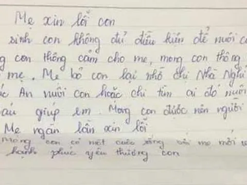 Nội dung bức thư cạnh bé trai sơ sinh bị bỏ rơi trước cổng nhà nghỉ ở Hà Tĩnh