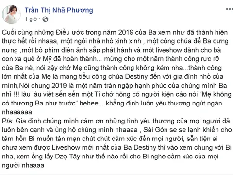 Nhã Phương bất ngờ tiết lộ tên con gái vô cùng ý nghĩa